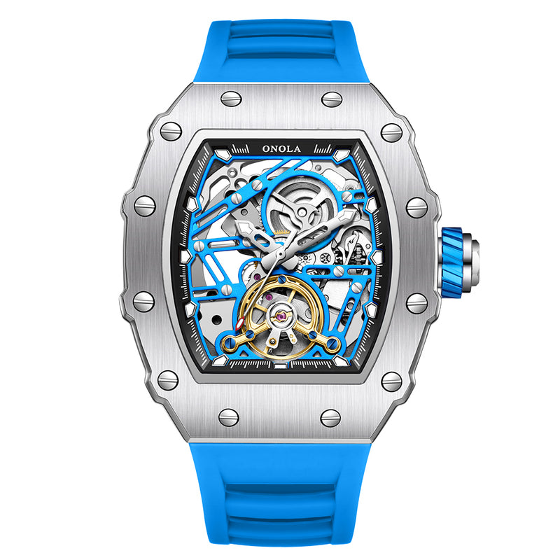 ONOLA Mens Watch Automatic Mechanical Skeleton Dial Luxury wrist