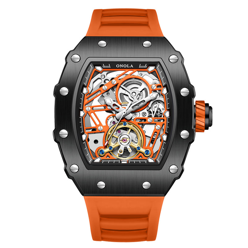 ONOLA Mens Watch Automatic Mechanical Skeleton Dial Luxury wrist Watch For Men Analog Watch - For Men