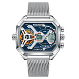 POEDAGAR Mens Dual Time Chronograph Luxury Watch Wrist Watch For Men Analog-Digital Watch