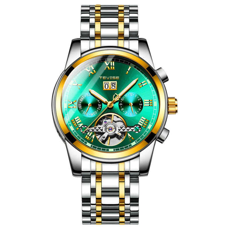 OVERFLY TEVISE Automatic Chronograph Luxury Watch for Men (T9005-Green)