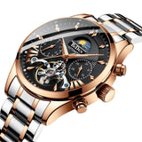 OVERFLY BIDEN MENS Automatic Skeleton Mechanical Multifunction wrist Watch For Men