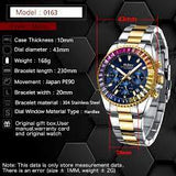 OVERFLY BIDEN Mens Analog Chronograph Luxury Rainbow Bezal wrist Watch For Men