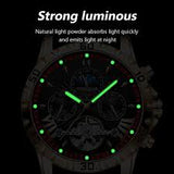 POEDGAR Automatic Mechanical Luxury skeleton Dial wrist watch Brown Leather strap Wrist Watch For Men