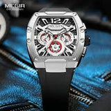 MEGIR Analog Chronograph with Date Display Military Analog Men's Watch(8112-Silver)