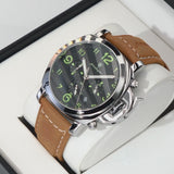 POEDAGAR Mens Watches Chronograph Luxury Leather Strap Wrist Watch For Men