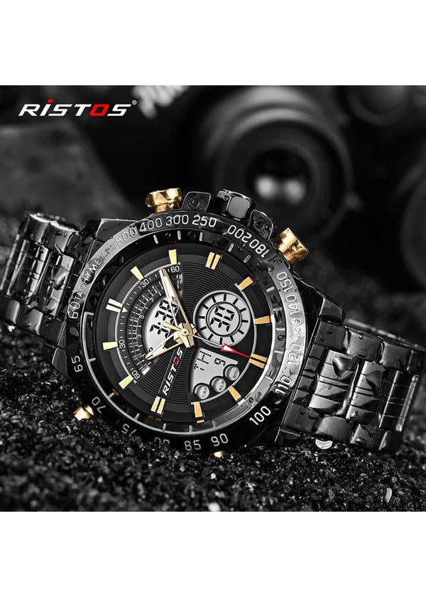 RISTOS Black Analog Digital Chronograph Watch for - Men - 9339