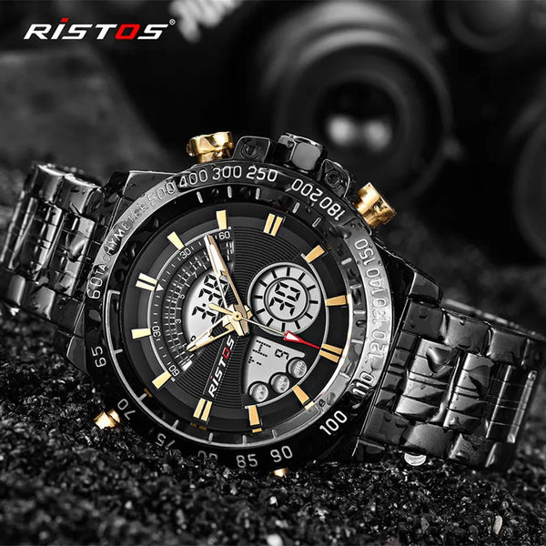 RISTOS Black Analog Digital Chronograph Watch for Men 9339 TheWatchShop.in