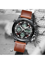 OVERFLY Megalith Analog-Digital Chronograph Sports Leather Strap Watch For-Men 3003