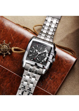 OVERFLY Megir-2018 Black-Silver Luxury Chronograph Watch For-Men