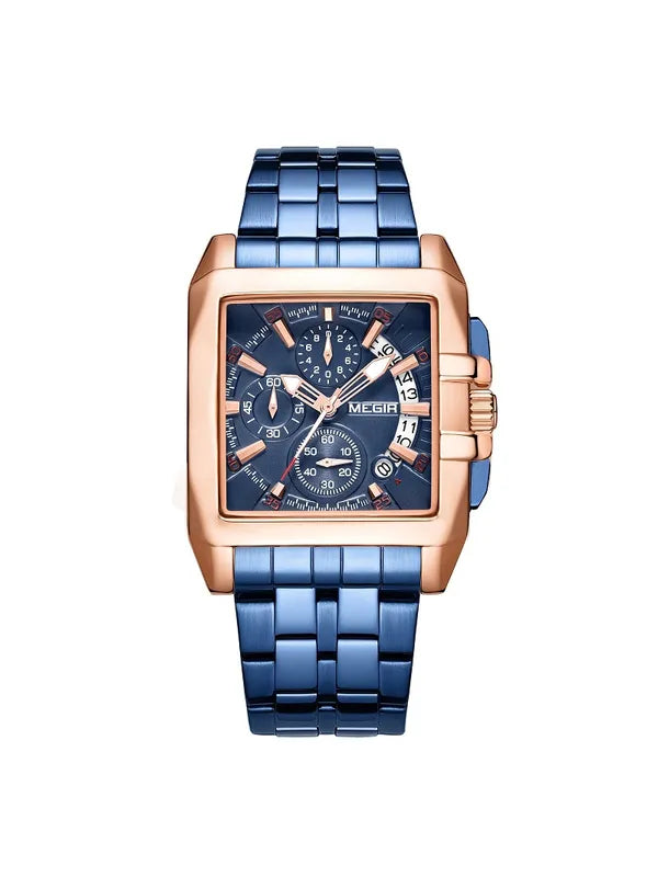 OVERFLY Megir Blue Luxury Chronograph Watch For-Men(2018)
