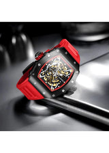 OVERFLY Onola Automatic Mechanical Skeleton Unique Dial Luxury Men's Watch (NOW IN INDIA)3829-BLK-RED