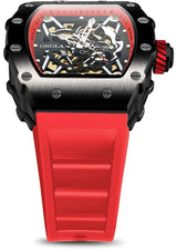 OVERFLY Onola Automatic Mechanical Skeleton Unique Dial Luxury Men's Watch (NOW IN INDIA)3829-BLK-RED
