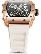 OVERFLY Onola Automatic Mechanical Skeleton Unique Dial Luxury Men's Watch (NOW IN INDIA)3829-White-Rose Gold