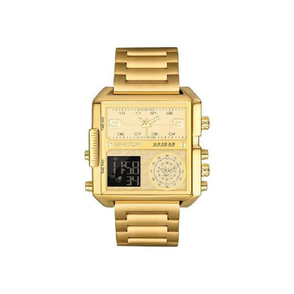 OVERFLY SANDA NOW IN INDIA - Square Dial Men's Analog & Digital Chronograph Watch (GOLD)