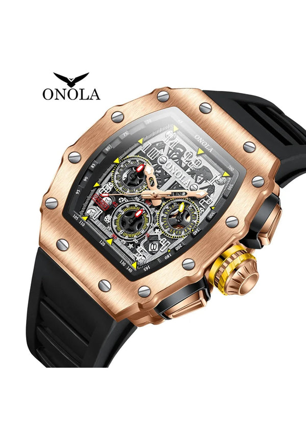 OVERFLY Onola Unique Dial Chronograph Luxury Men's Watch (NOW IN INDIA)6826-Rose-Black