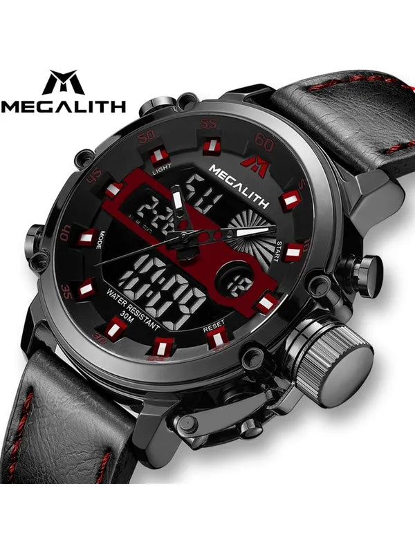 OVERFLY Analog Digital Chronograph Dual Time watch For-Men (NOW IN INDIA) MEGALITH 8051 Black-Brown