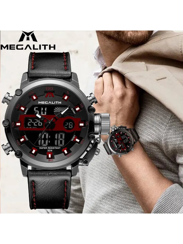 OVERFLY Analog Digital Chronograph Dual Time watch For-Men (NOW IN INDIA) MEGALITH 8051 Black-Brown