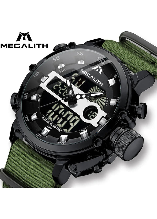 OVERFLY Analog Digital Chronograph Dual Time watch For-Men (NOW IN INDIA) MEGALITH 8051 Black-Green