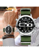OVERFLY Analog Digital Chronograph Dual Time watch For-Men (NOW IN INDIA) MEGALITH 8051 Silver-Green
