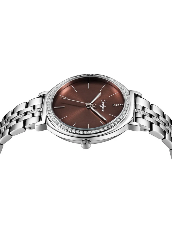 Onlyou Brown-Silver Analog Watch For-Ladies