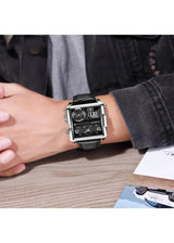OVERFLY LIGE NOW IN INDIA - Square Dial Men's Analog & Digital Chronograph Watch (Black Genuine Leather Strap)
