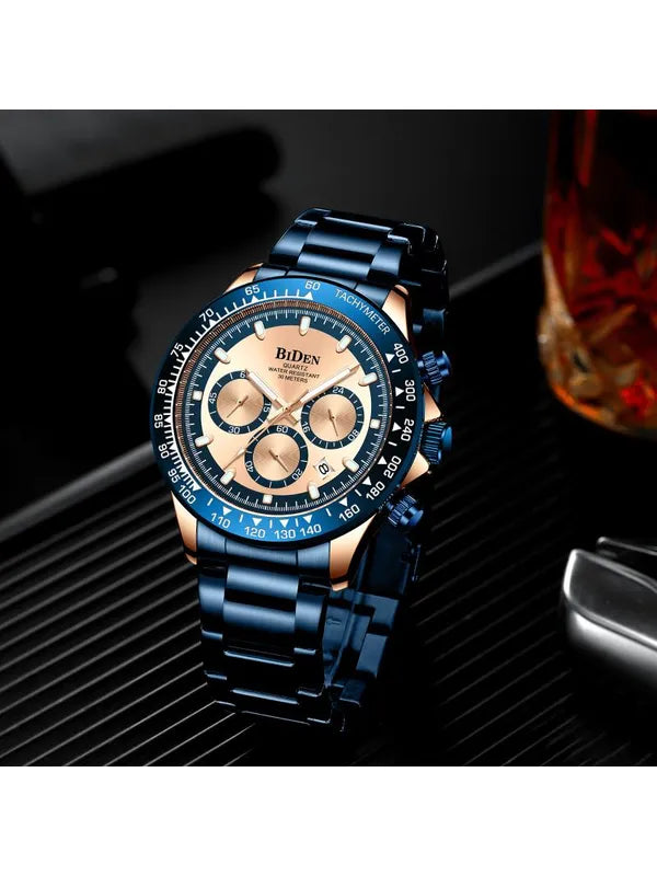OVERFLY BIDEN Chronograph Luxury Men's Watch(NOW IN INDIA)-Blue Gold