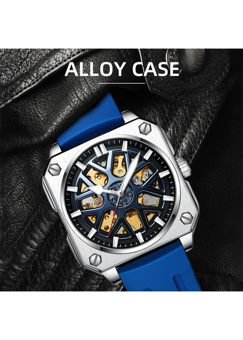 OVERFLY Unique Wheel Dial Automatic Luxury Men's Watch (NOW IN INDIA) BIDEN-0323-Blue