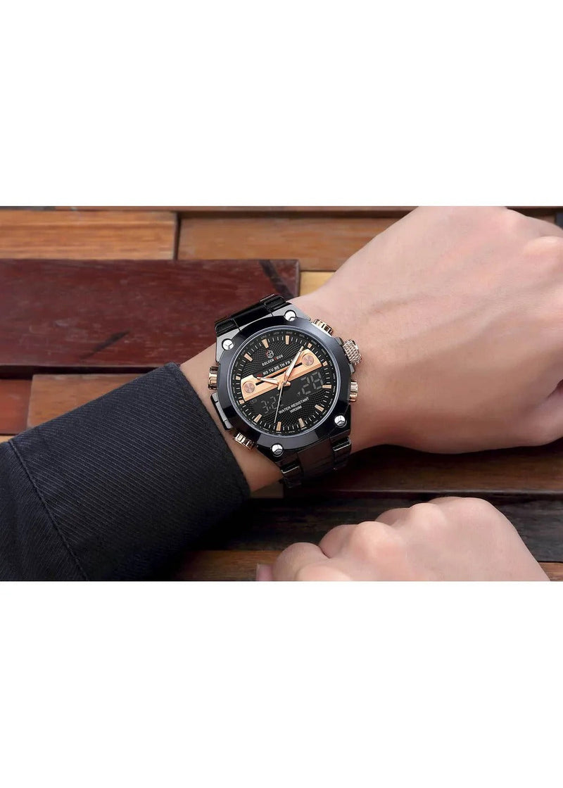 Overfly-Golden Hour-115-Black Dual Time Analog-Digital Chronograph Watch For-Men's