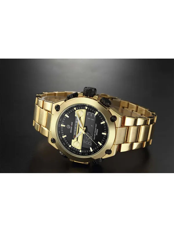 Overfly Golden Hour Gold Analog Digital Chronograph Watch for Men's