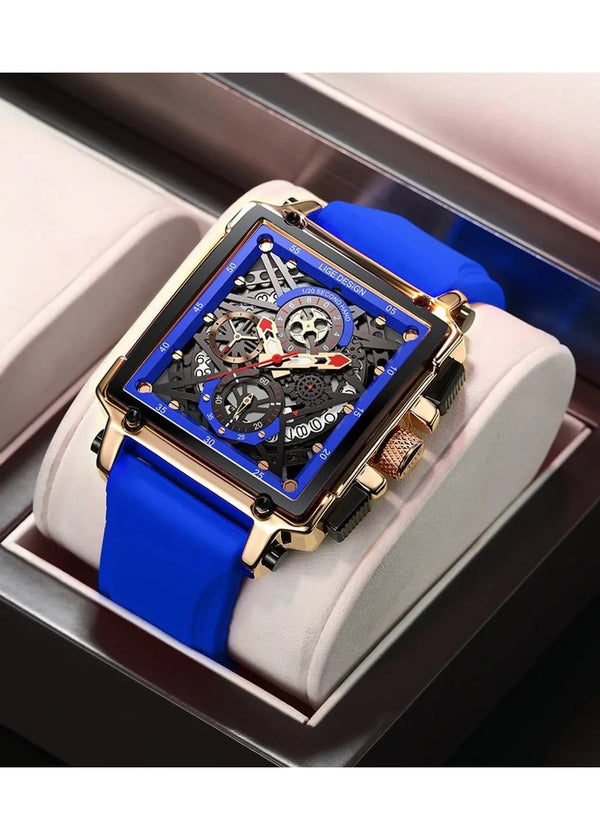 OVERFLY LIGE NOW IN INDIA - Rectangle Dial Men's Analog Chronograph Watch (Blue)