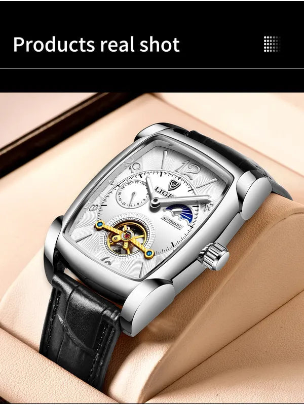 OVERFLY LIGE Automatic Mechanical Unique Dial Luxury Men's Watch (NOW IN INDIA)8949-Silver