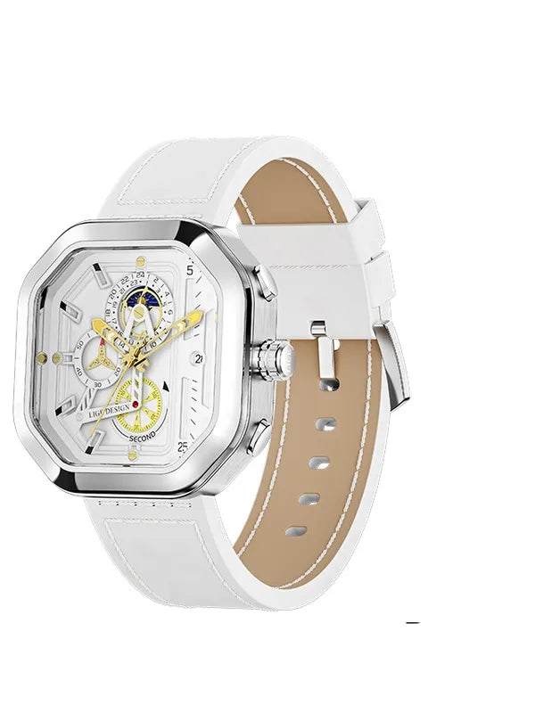 OVERFLY LIGE Luxury Square Dial Men's Analog Chronograph Watch (NOW IN INDIA)-White