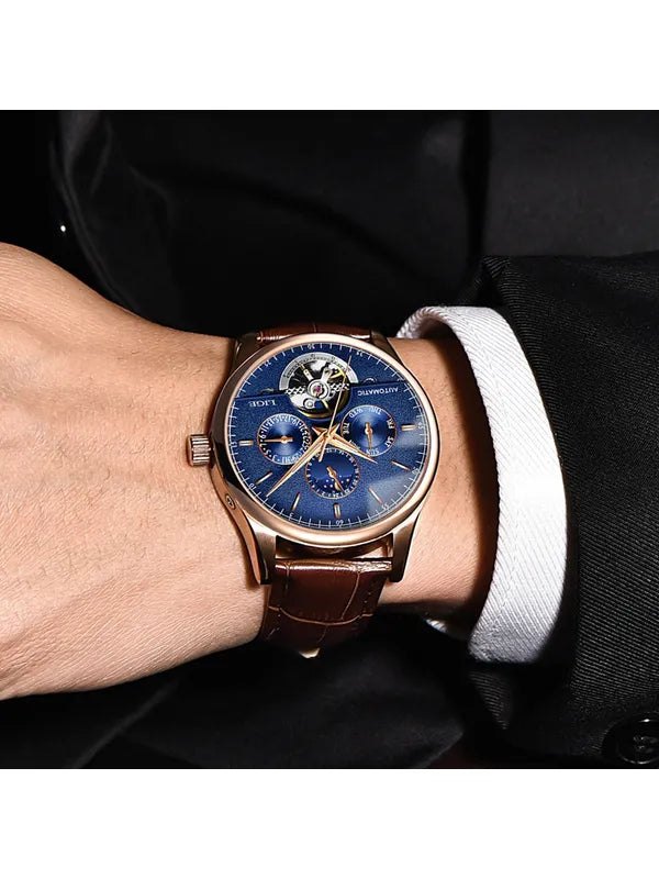 OVERFLY LIGE Automatic Mechanical Multifunction Luxury Men's Watch(NOW IN INDIA)-Brown-Blue