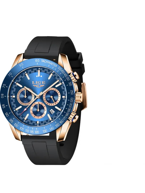 OVERFLY LIGE Analog Luxury Vintage Chronograph Watch for Men - Blue