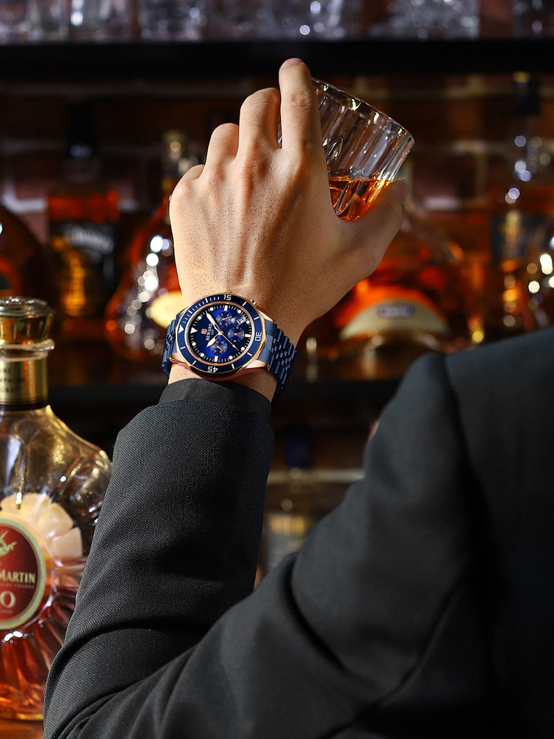 OVERFLY REWARD Blue Analog Chronograph Luxury Watch For Men