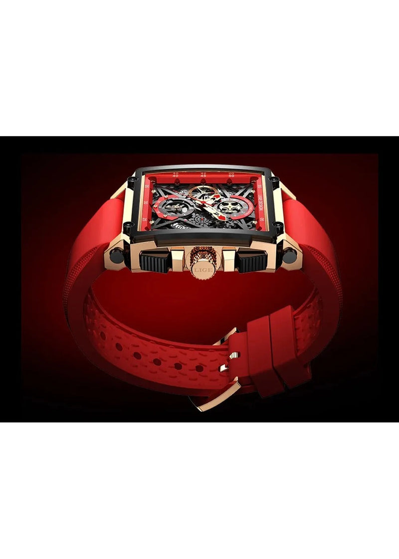 OVERFLY LIGE NOW IN INDIA - Rectangle Dial Men's Analog Chronograph Watch (Red)