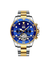 OVERFLY -Tevise Blue-Gold Luxury Chronograph Automatic watch For-Men(T823)