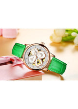 TEVISE 835-Gold-Green Automatic Watch For-Ladies