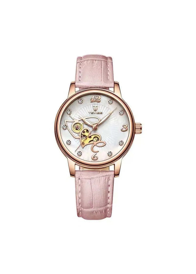 Tevise 835-A Pink Gold Automatic Watch For-Ladies