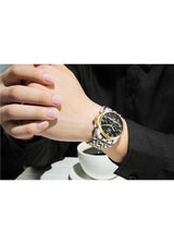 OVERFLY TEVISE Two-Tone Automatic Chronograph Luxury Watch for Men (T9005-Black)